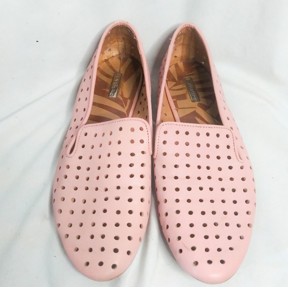 Matiko womens light pink leather loafers